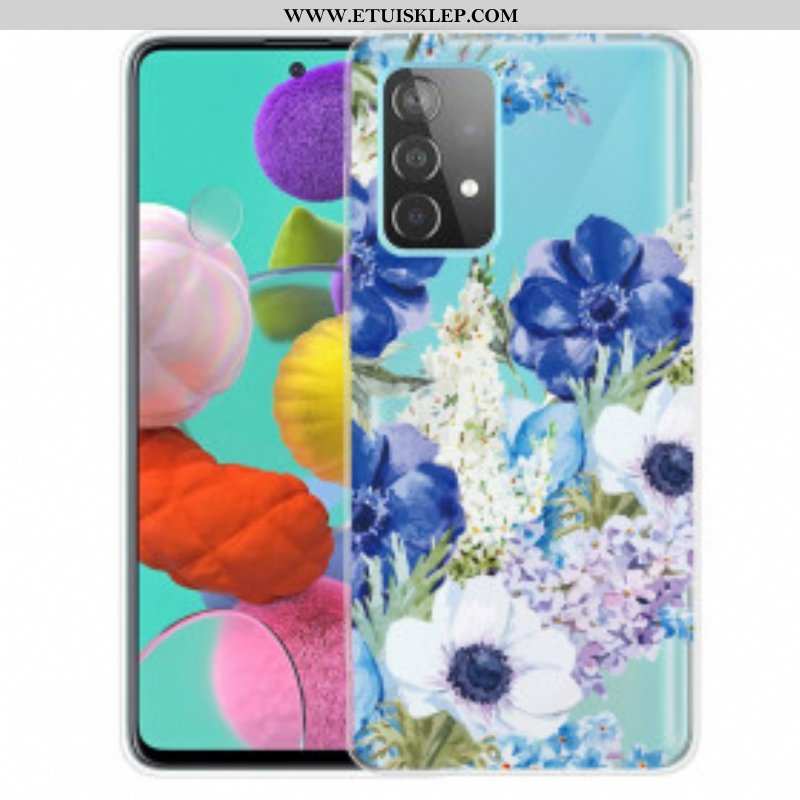 Futerały do Samsung Galaxy A52 4G / A52 5G / A52s 5G Bezszwowe Akwarela Niebieskie Kwiaty